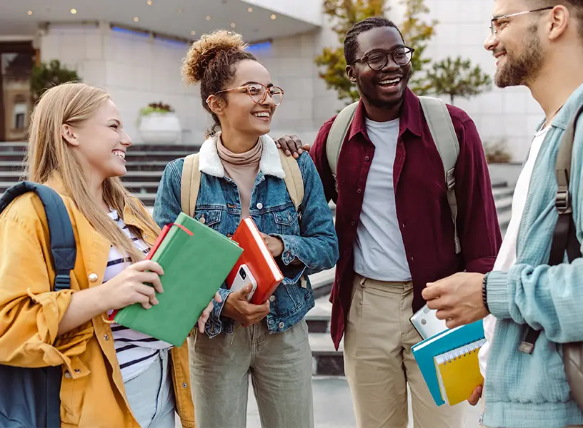group of diverse college students